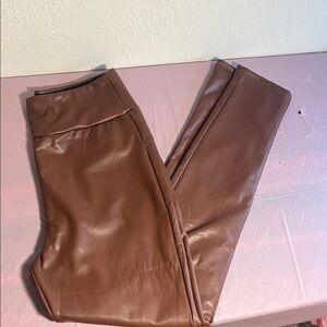 Brown Faux Leather Pants